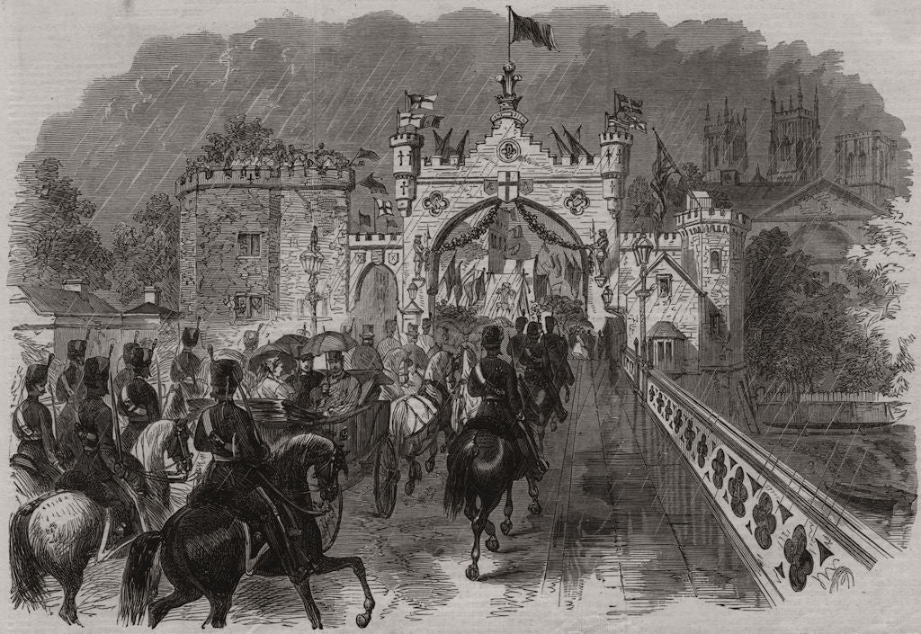 Prince & Princess Of Wales going over the new bridge, York. Yorkshire 1866